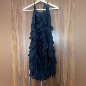 Prada Black Silk Ruffle Dress